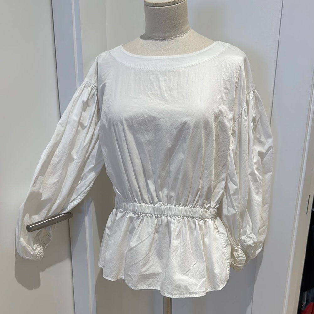 Banana Republic White Peplum Blouse 3/4 Sleeve Relaxed